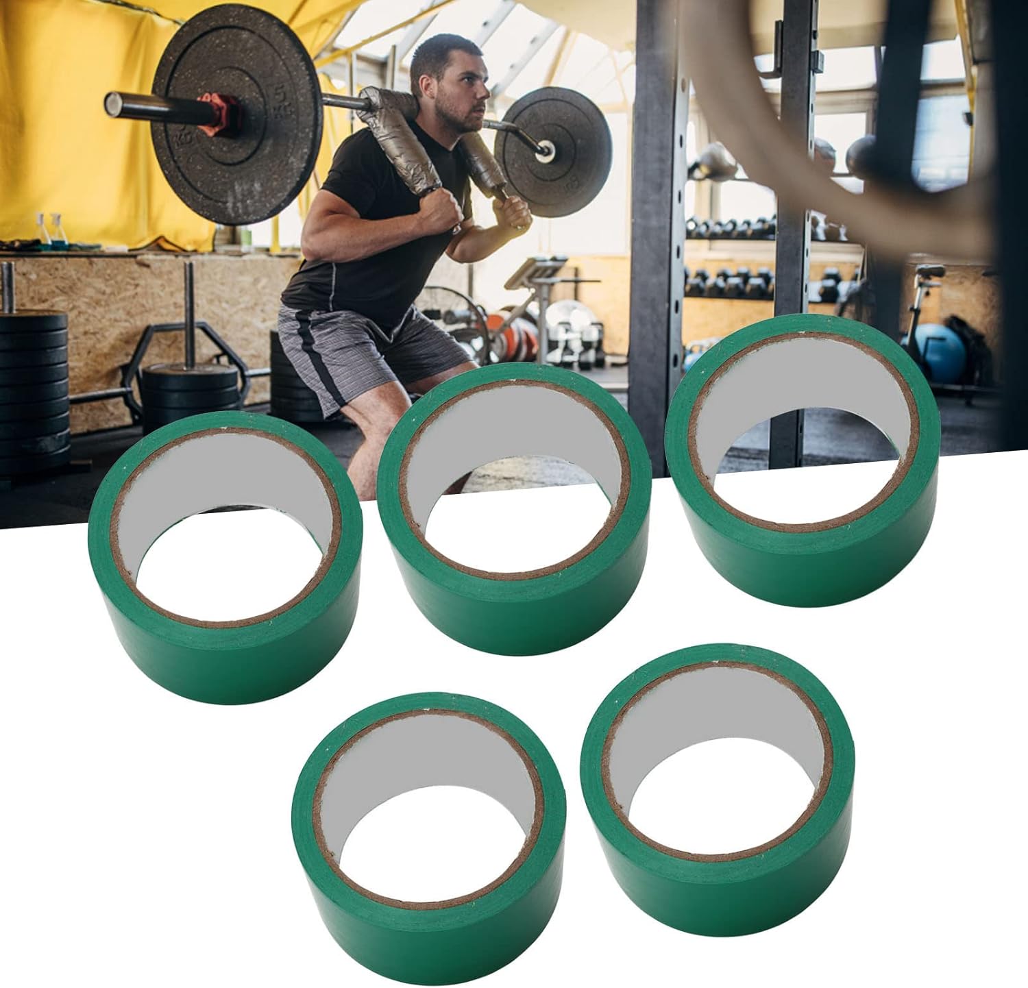 5Pcs Floor Marking Tape 5cm Width, Heavy Duty PVC Floor Adhesive Tape for Gymnasium Basketball Volleyball Tennis Court Line Marking, Free Removable
