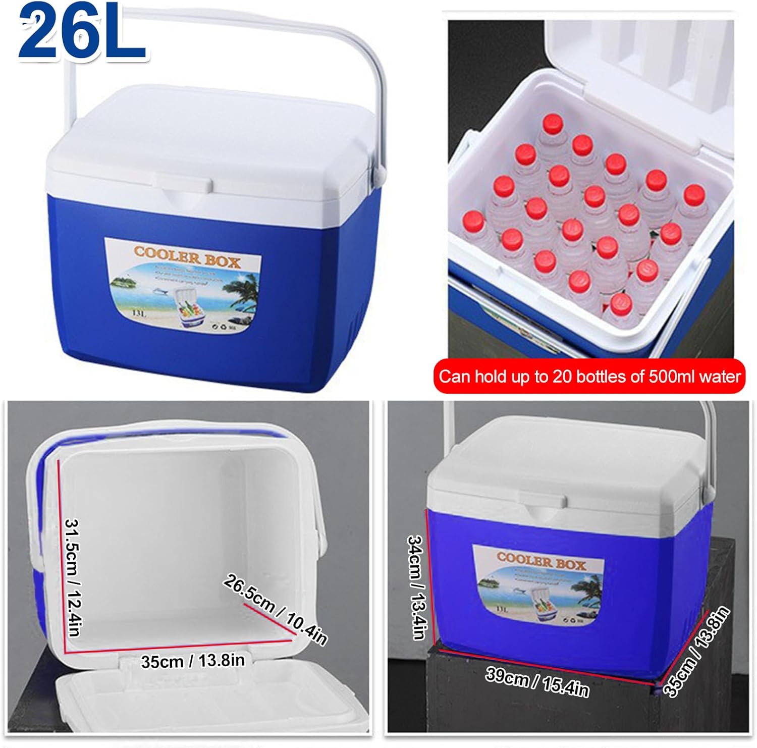 Outdoor Insulated Cooler Box Lunch Box for Camping Picnic Beach Car, 8L