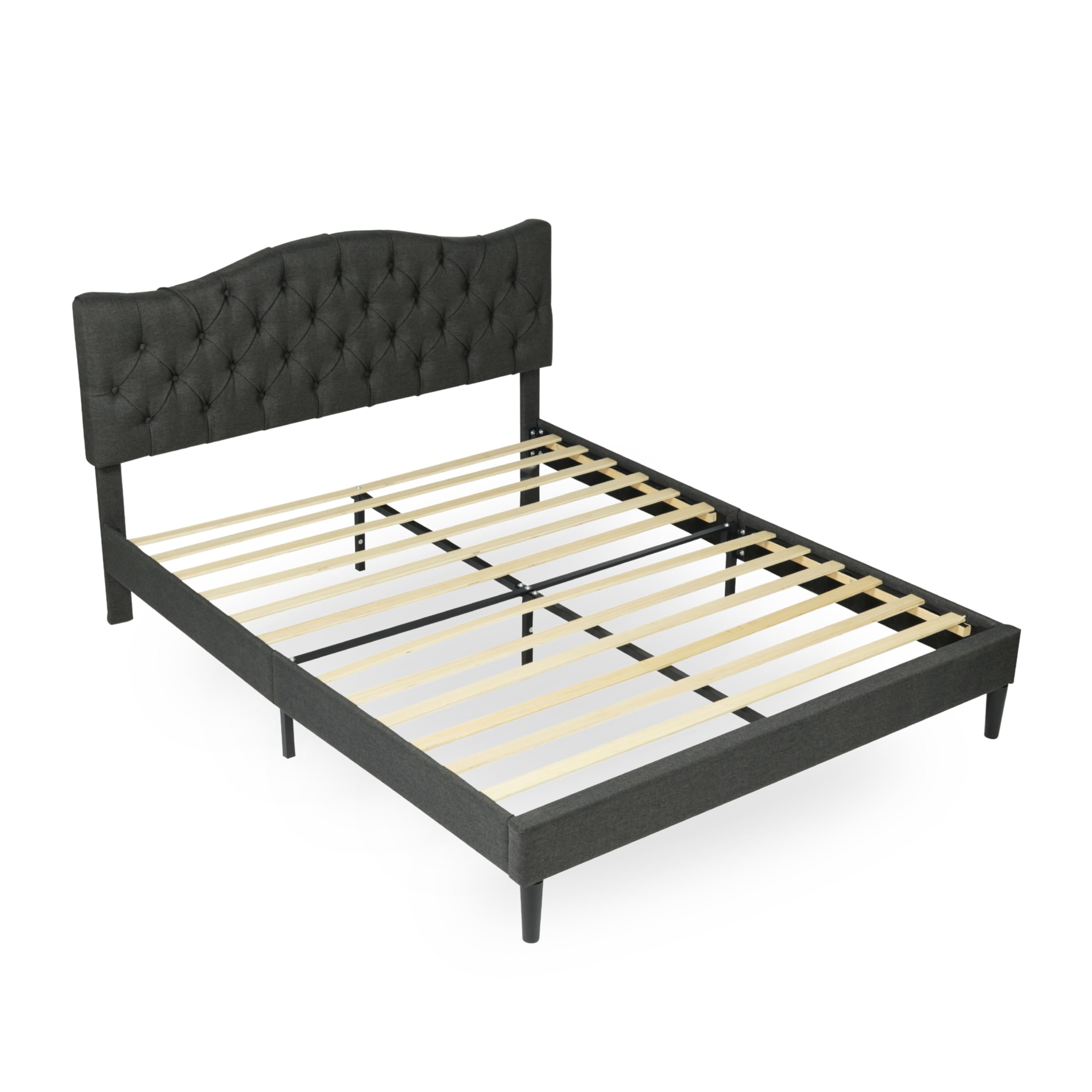 MEUBLE COSY Polsterbett Doppelbett 140x190 cm Bettrahmen mit Kopfteil Lattenrost Holzlattenunterstützung, Stoff, Grau