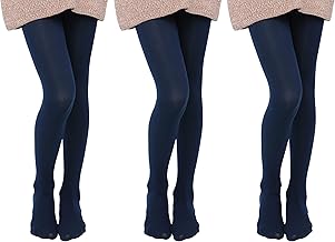 EVERSWE 3 Pairs Pack Girls Microfiber Tights Multiple Colors