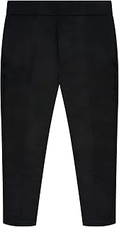 janisramone Boys School Trousers Plain Teflon Coated Half Elastic Waist Adjuster Pull Up Uniform Pants 3-13 Yrs