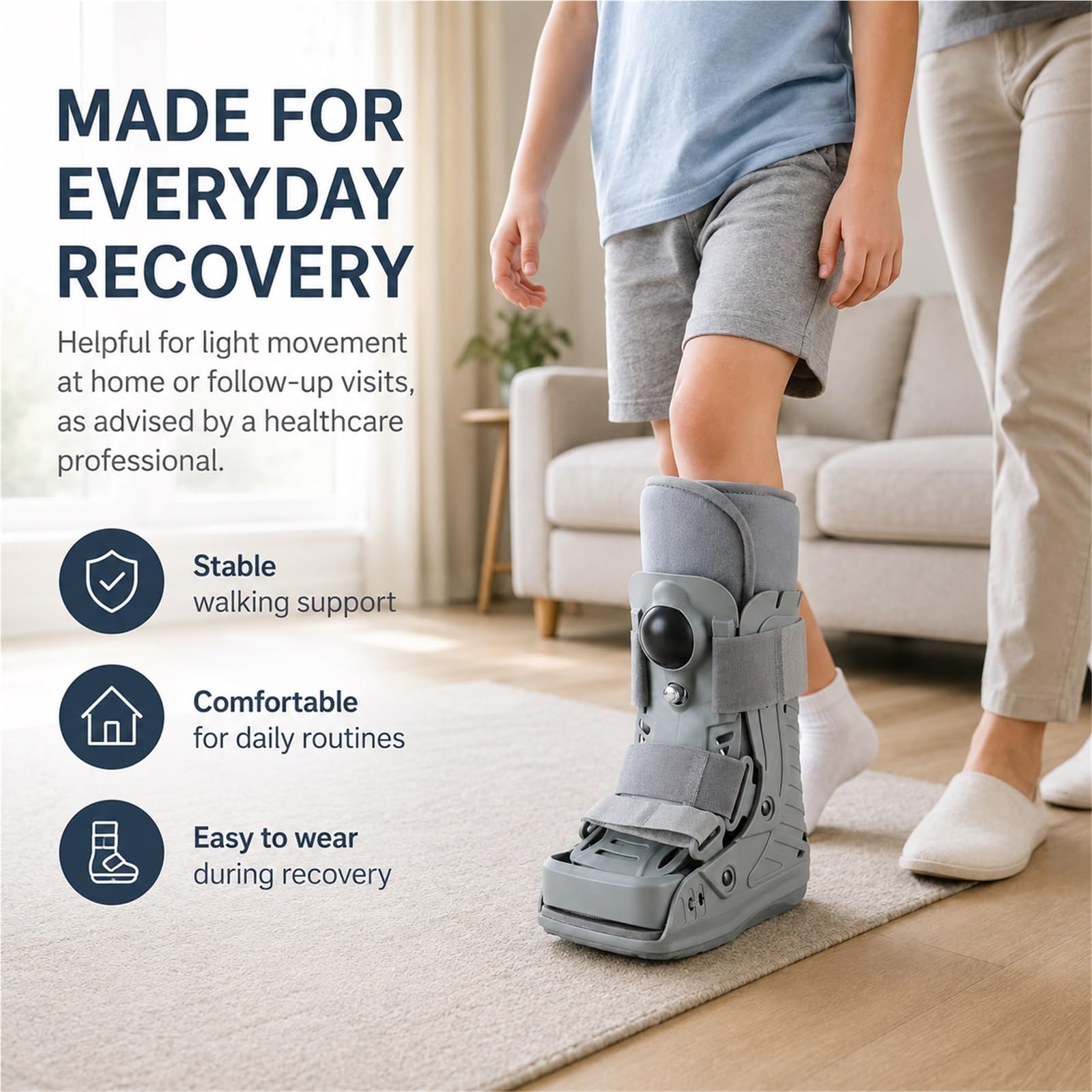 Bota Ortopédica Walker Corta con Aire para Fractura de Tobillo y Esguince, Soporte de Inmovilización para Pie Roto y Lesiones de Tendón, para Hombre y Mujer(S)