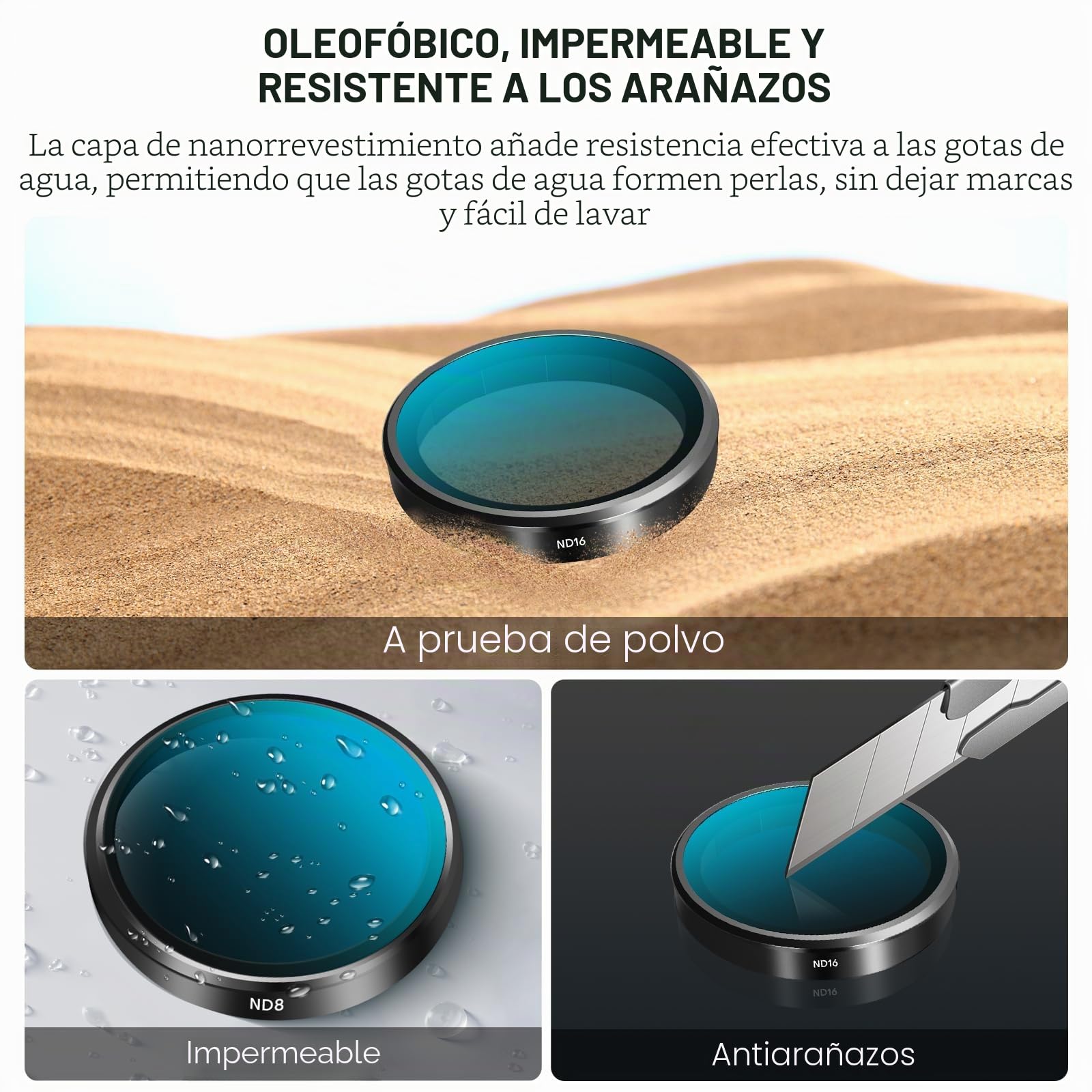 REYGEAK Juego de filtros de Lente para dji Action 5 Pro/4/3, Paquete de 4 CPL ND8 ND16 ND32 Filtro polarizador de Densidad Neutra, Vidrio óptico HD Multicapa para Accesorios de cámara de acción dji