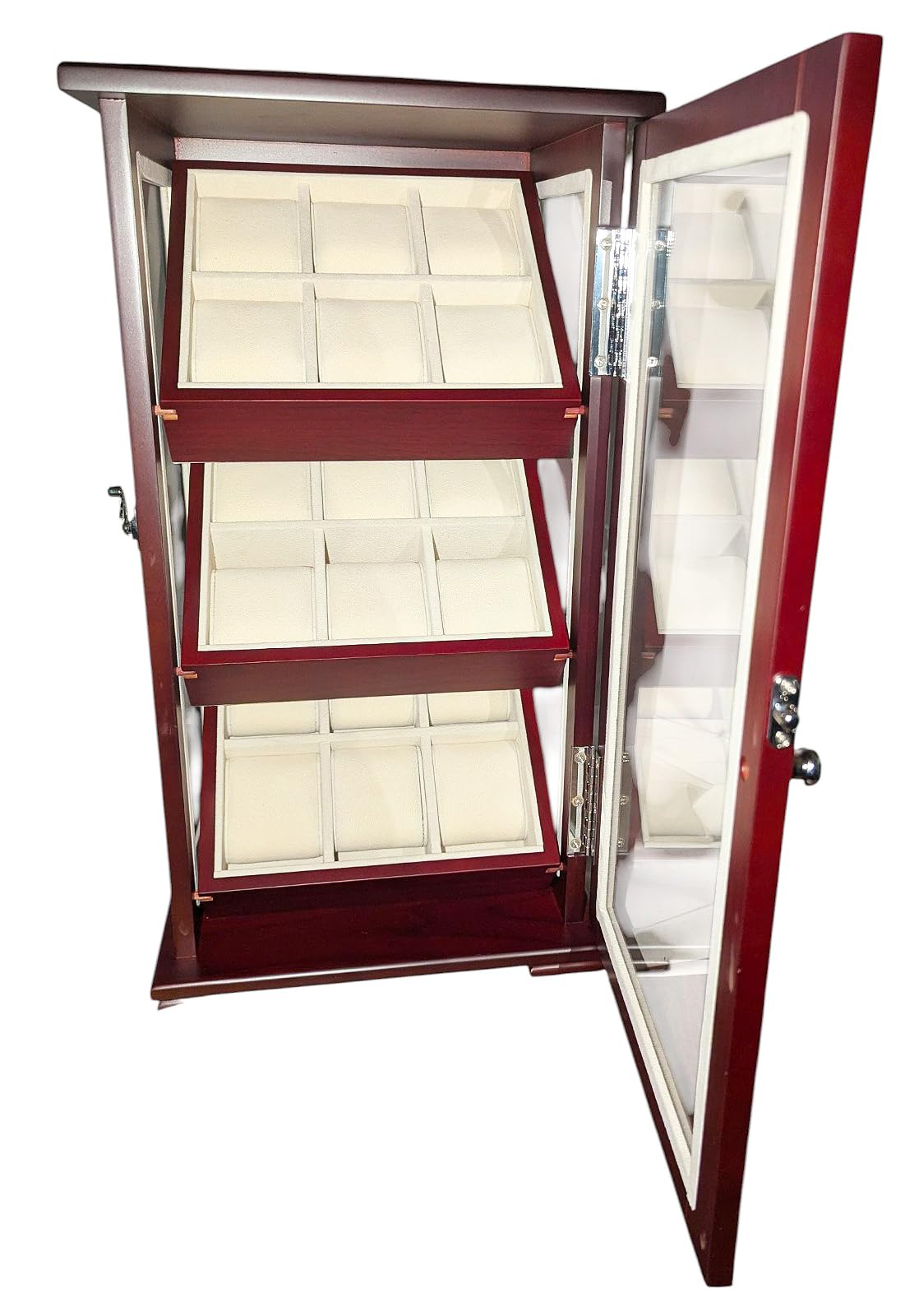 Uhrenvitrine Uhrenbox für 18 Armbanduhren Standvitrine Schaukasten SW-2010 C