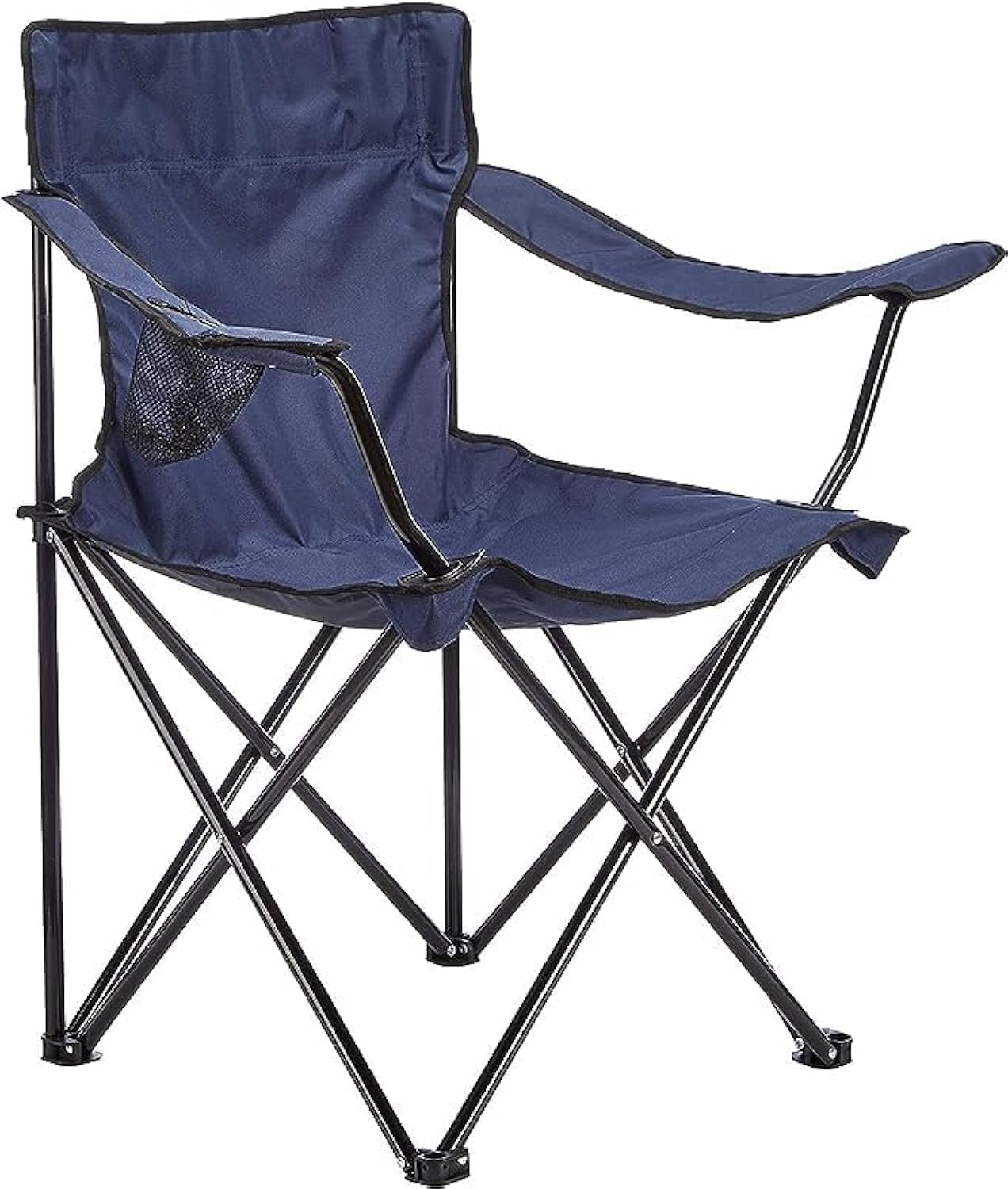 LUKSYOL Folding Beach Chair - Lightweight High Back Camping Chair for Adults - Foldable Outdoor Seat with Carry Bag - Ideal for Camp, Beach, Picnic, Hiking (Dark Blue, 50)