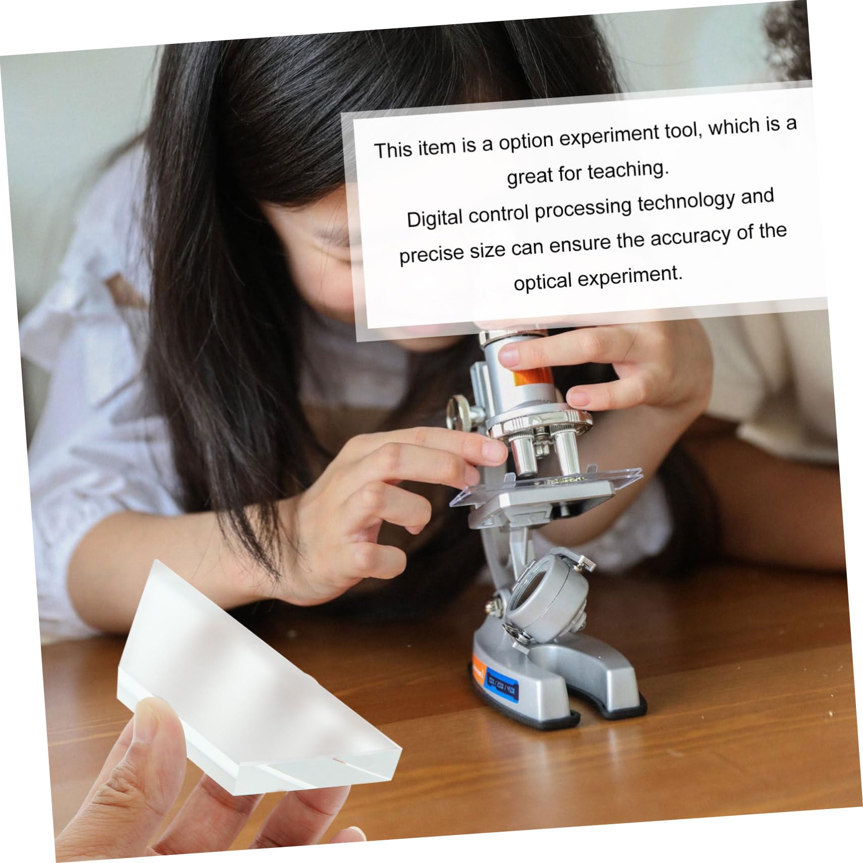 ULTECHNOVO Multi-Purpose Teaching Tool J25004 Optical Glass Brick Physics Experiment Smooth Surface Lens Learning Aid