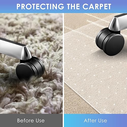 Miniatura 4 de Vicwe Tapete para silla de oficina para suelos alfombrados, 48 x 36 pulgadas, tapete rectangular para silla de escritorio con tachuelas para suelos