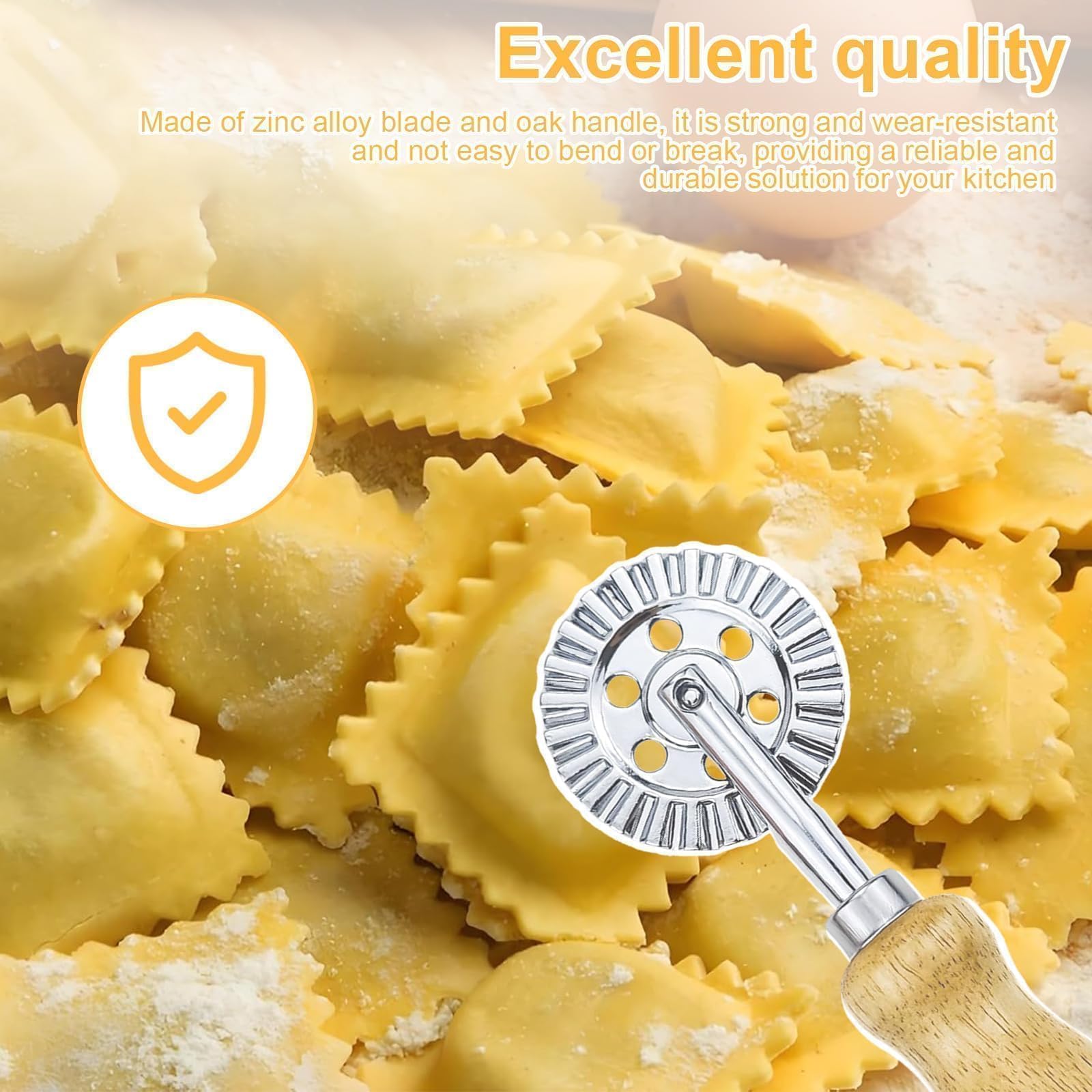 HASLED Cortador de Masa Profesional - Set de 2 Piezas (16cm y 14cm) - Mango de Roble - Para Pasta Fresca, Pizza y Galletas
