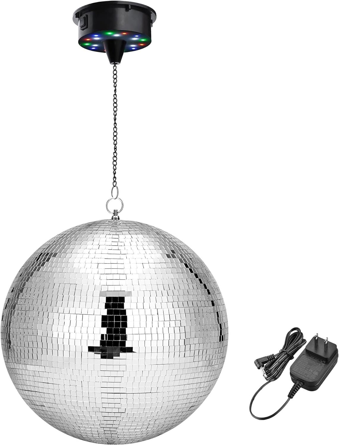 Yescom 16" Large Disco Ball with Motor Rotating 6RPM 18 RGBW LED Lights for 70s 80s Party DJ Bands Dance Club Bar Wedding Birthday Event Holiday Decor