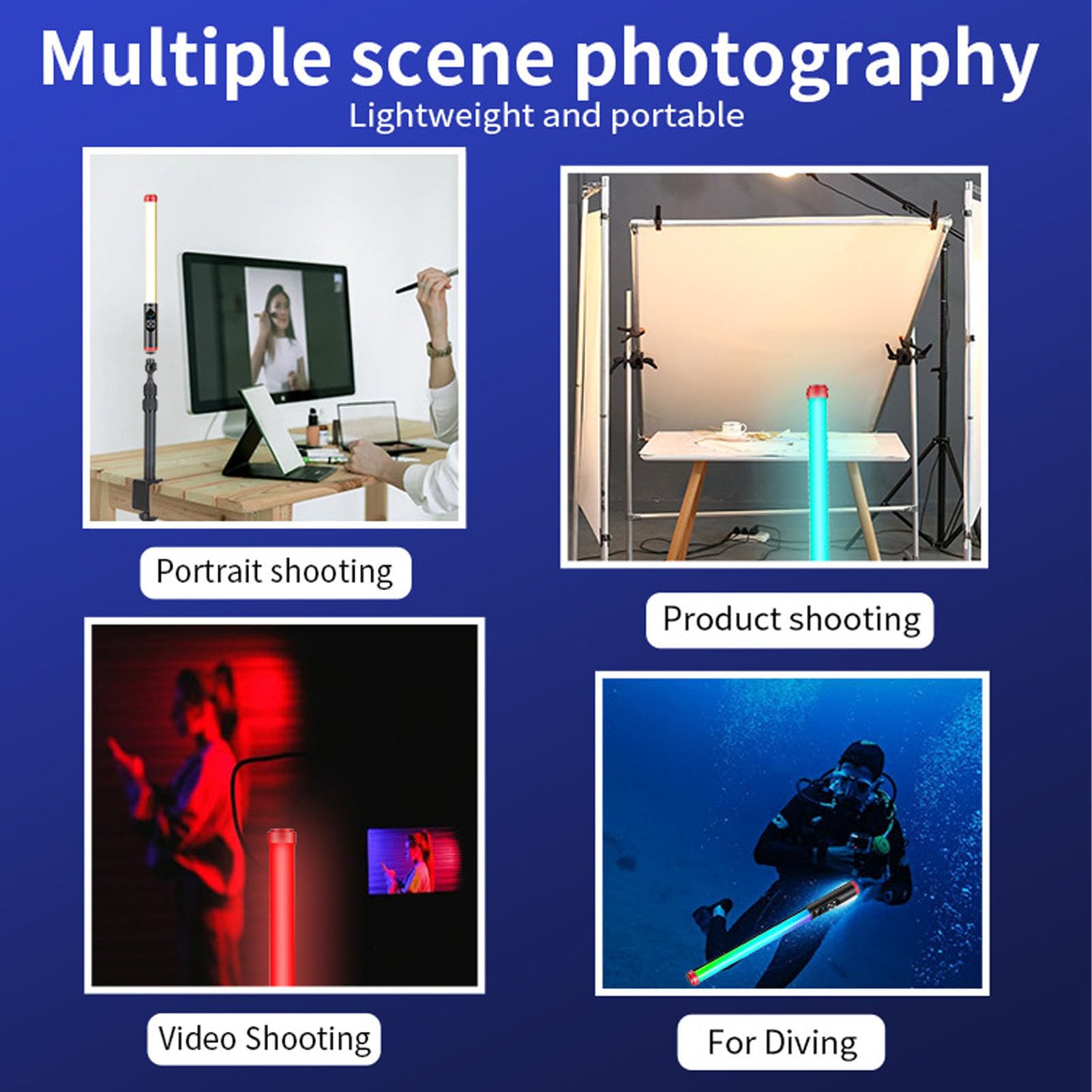 Bacchetta Luminosa Portatile, Bastoncino a LED a LED RGB a Colori con Telecomando, 3000K-6000K, con Batteria Ricaricabile da 3000 MAh