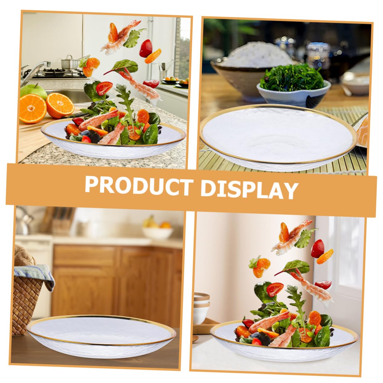 IMIKEYA Piatto Con Dorato Per Insalata e Frutta Elegante Piatto Giapponese Da Tavola Per Servire Snack e Dessert Versatile Per Uso Quotidiano e Occasioni Speciali