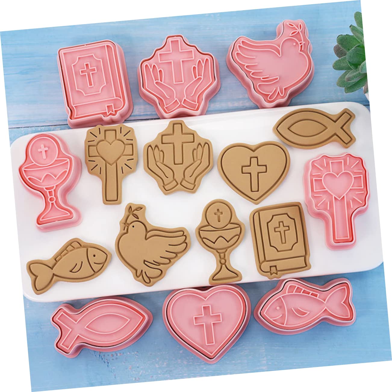 PRETYZOOM 5 Juegos Anillos Para Hornear Galletas Cortadores De Galletas Fondant Bollo Easter Bizcocho Molde Para Galletas Moldes Para Prensar Galletas Alimentos Rosa 8 Uds * 5