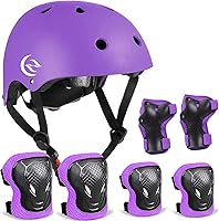 Vista 8 de Casco de Bicicleta para Niños Rodilleras de Skateboard - Casco para Niños Coderas Muñequeras Ajustables para Niñas y Niños de 5~15 años Equipo