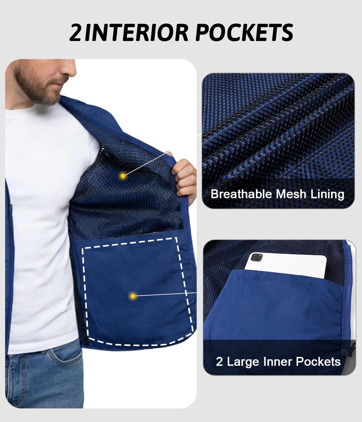 Gilet de Pêche Homme Multi Poches Photographe Gilet de Chasse Reporter Veste d'été Sans Manche Travail