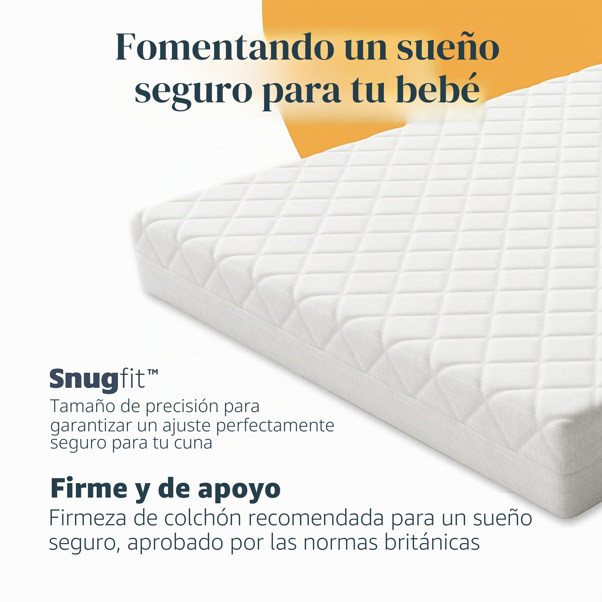 Mother Nurture Colchón clásico de Espuma para Cuna de Viaje (90 x 50 cm x 7 cm), hipoalergénico, Transpirable, para Dormir cómodamente Durante la Noche, Funda Reversible y extraíble, Probado BSI, se