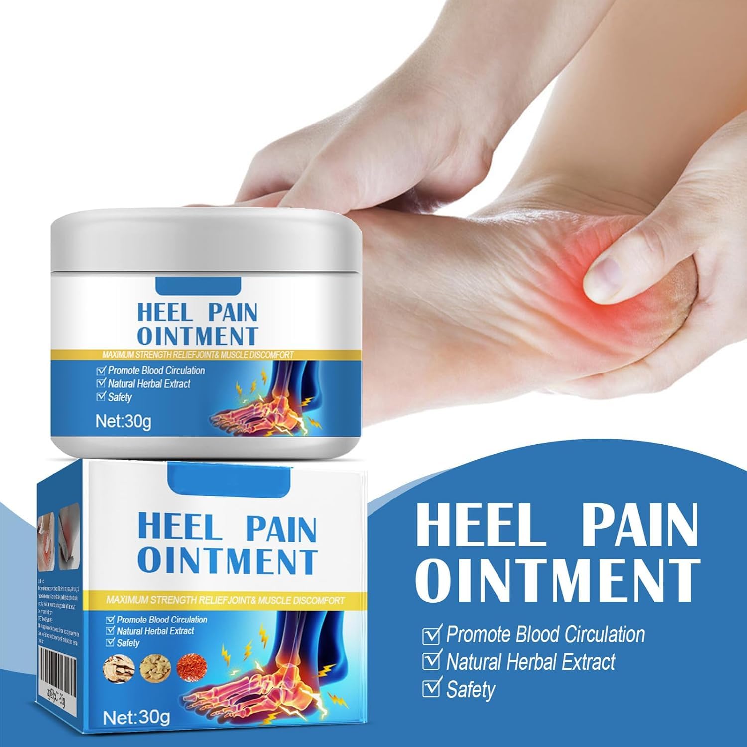Crème Soulagement de la Douleur au Pied,Pommade Apaisante pour Talons,Crème pour les Pieds,Apaisante pour les Douleurs Musculaires,Heel Pain Ointment