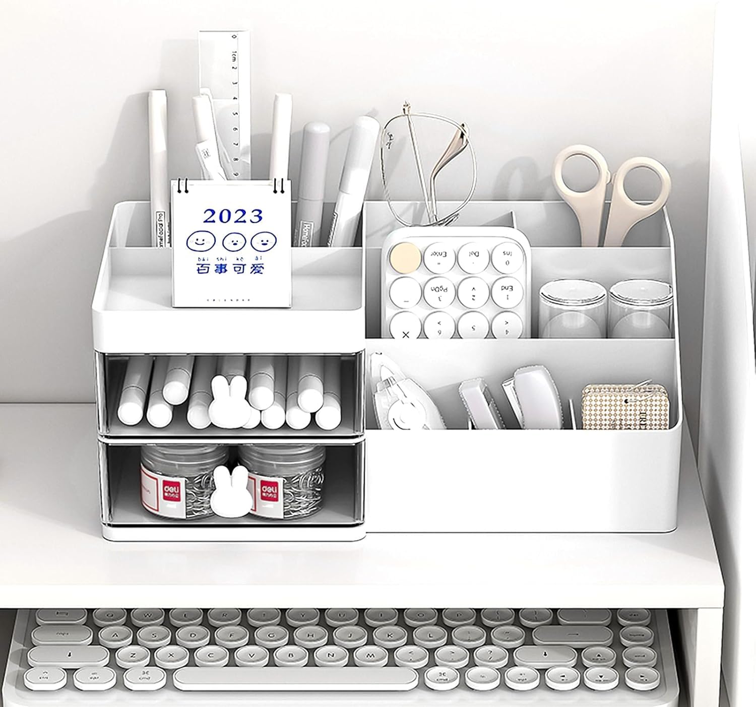 Organizer per Trucchi Grande Organizer per Trucco con 2 cassetti, Scatola per Trucco Adatto per Gioielli, spazzole, Rossetto e Creme, con capacità di 7 Scomparti