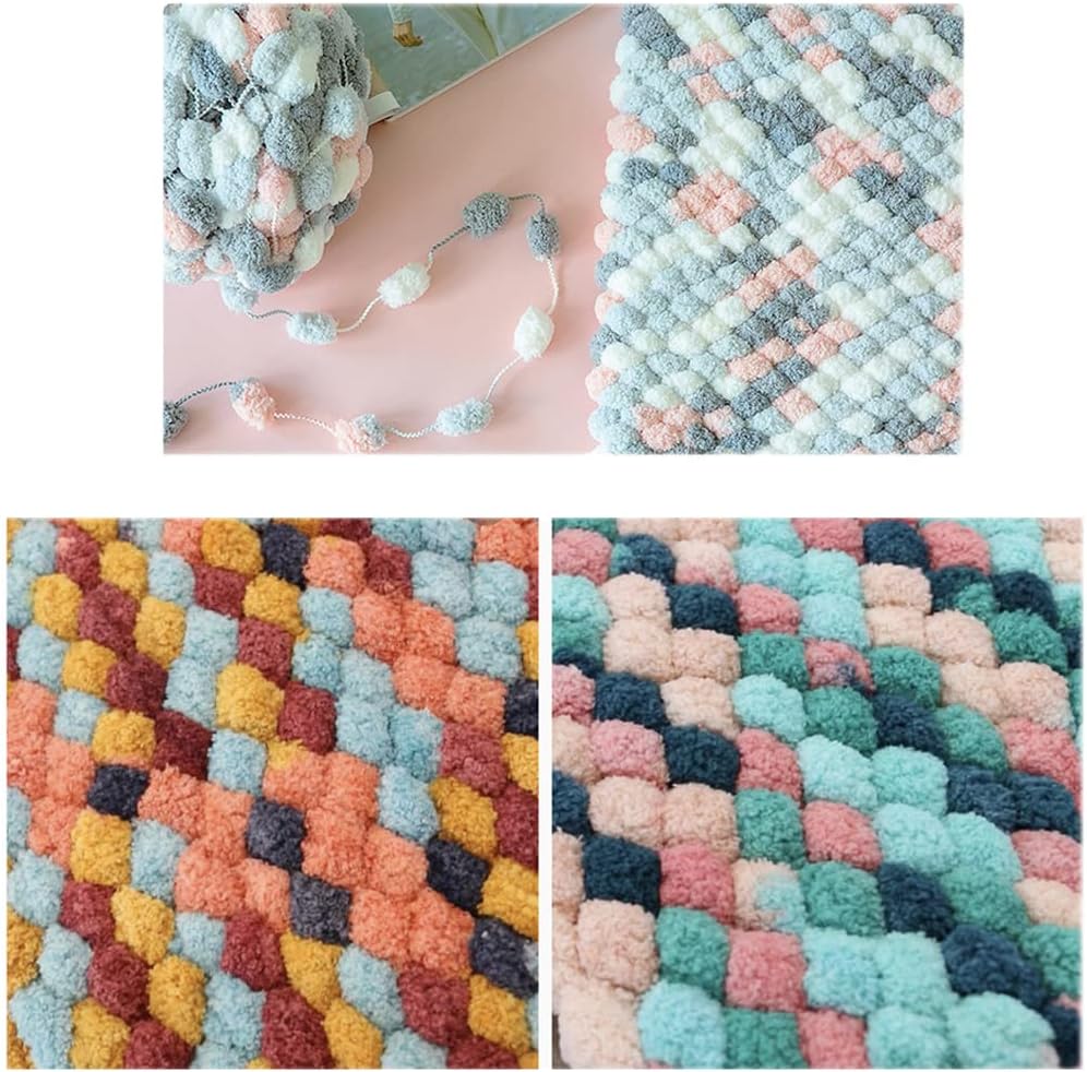 4 Balls Pomp-A-Doodle Yarn,100% Polyester Jelly Bean POM-POM Ball Yarn for Crochet Knitting Blanket Mat Pet Nest 600g (Bean Dream)