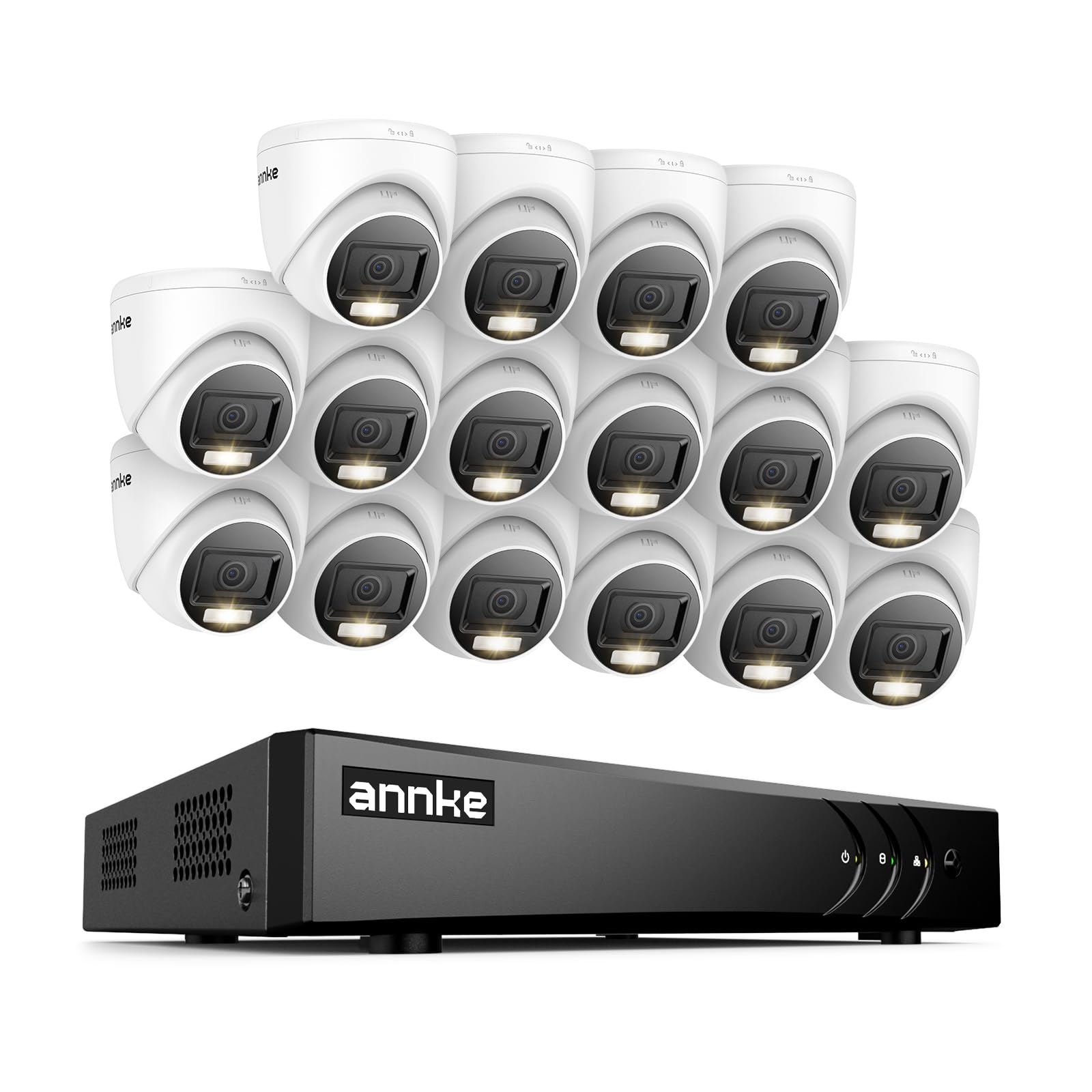 ANNKE 1080p przewodowa kamera do monitoringu zewnętrznego, zestaw z audio, 16-kanałowy 3K Lite DVR z kamerami 16 x 2 MP z podwójnym światłem, kolorowym noktowizorem, rozpoznawaniem ludzi/pojazdu, IP67