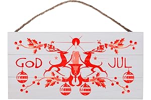 God Jul Decorations: Rustic Farmhouse Christmas Wood Plank Sign