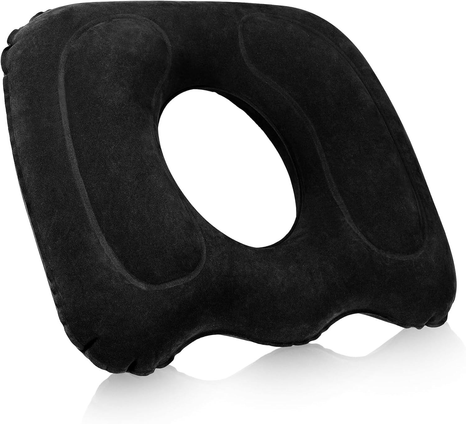 Leinuosen 1 Pcs Inflatable Seat Cushion 18.1'' x 15.7'' x 4.7'' Portable Pillow Height Adjustable Hemorrhoid Pillow for Tailbone Back Pain Bed Sore Home Car Chair Wheelchair Sitting (Black)