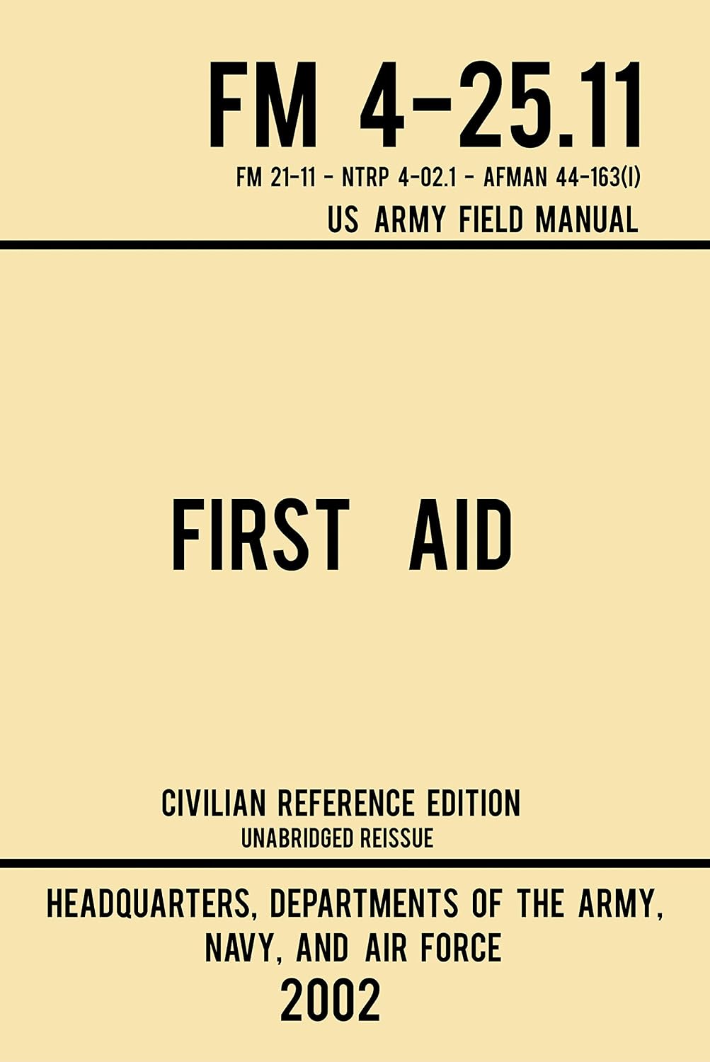 First Aid - FM 4-25.11 US Army Field Manual (2002 Civilian Reference Edition): Unabridged Manual On Military First Aid Skills And Procedures (Latest Release) (Military Outdoors Skills Series Book 3)