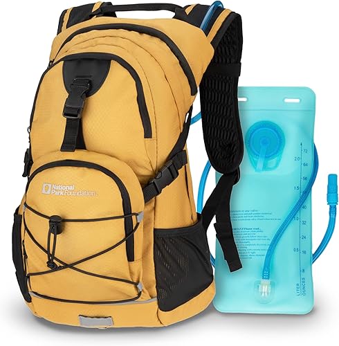 National Park Foundation Mochila de hidratación de 18L con bolsa de agua hidráulica de 2 litros, mochila ligera para ciclismo, senderismo, correr,