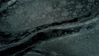 Floral Jacquard Brocade Satin Fabric by The Yard Black