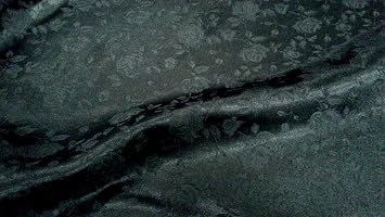 Floral Jacquard Brocade Satin Fabric by The Yard Black