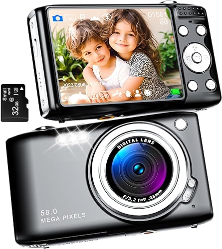 Miniatura 8 de Cámara digital FHD de 1080p, cámara de vlogging 4K para enfoque automático de YouTube, cámaras 16X para fotografía con tarjeta de 32 GB, cámara