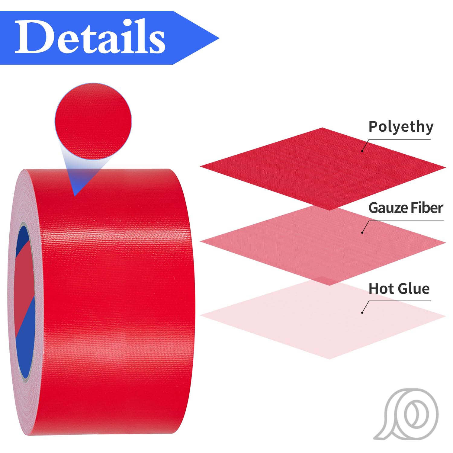 Duccinp Duct Tape 75 mm x 50 m Heavy Duty, No Residue, Tear by Hand & Waterproof Red Duct Tape, Great for Packaging Home Use - Image 3