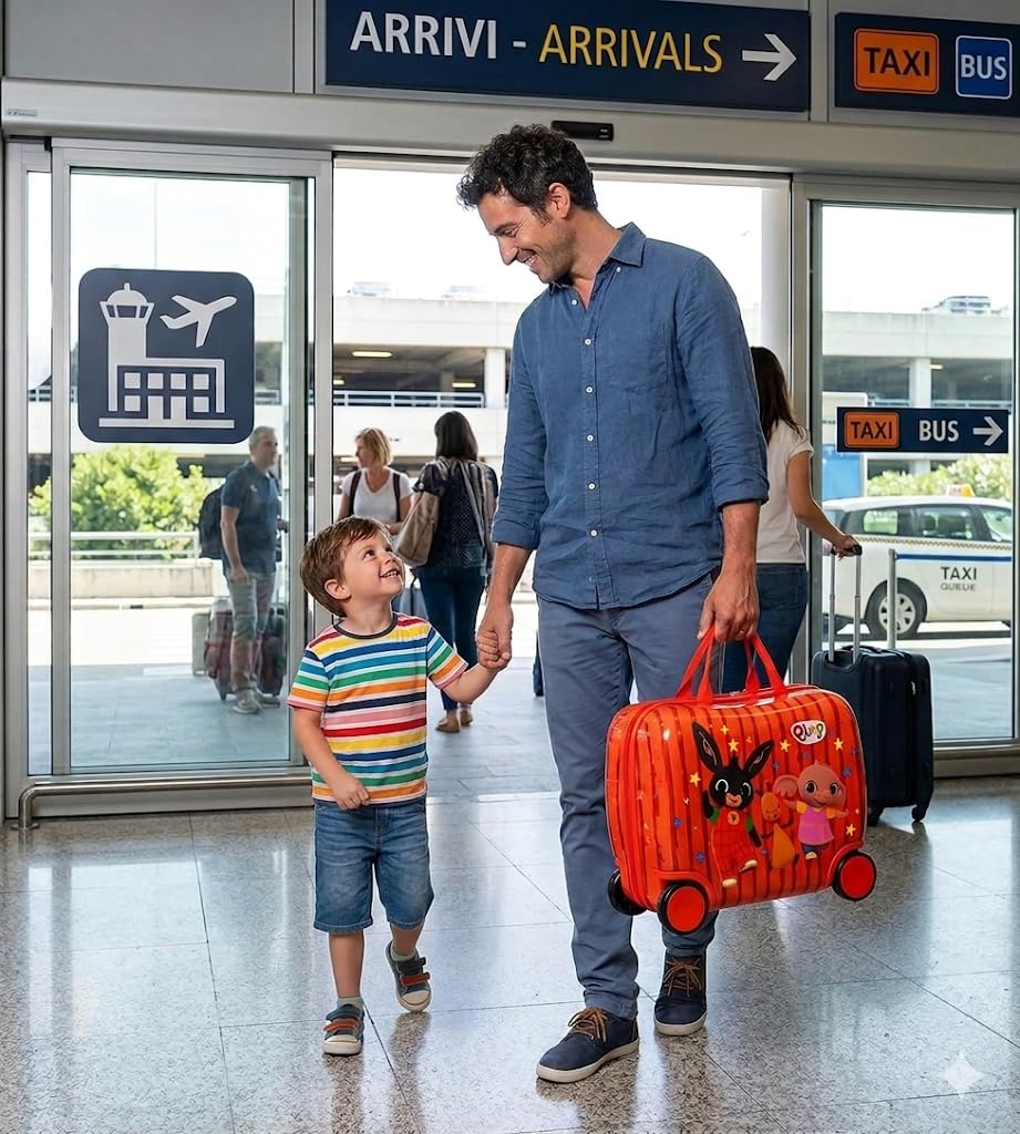 Trolley Cavalcabile Bing Bambino Valigia Bagaglio a Mano 40 cm ABS con 4 Ruote Bing Flop Sula Seggiolino Bambini Chiusura a Combinazione Leggero e Resistente Rosso
