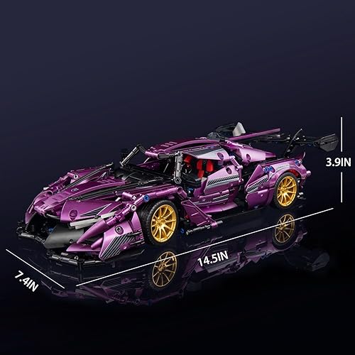 Miniatura 2 de APO - Juegos de bloques de construcción de autos deportivos súper plateados, desafiante deportivo de carreras modelo MOC, juegos de autos técnicos