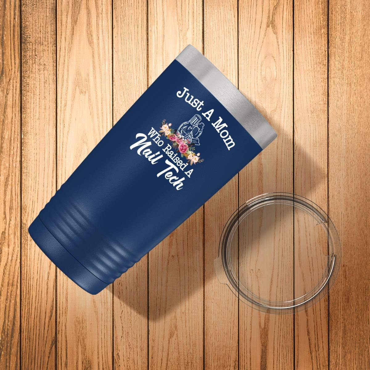 Nail Tech Mom Tumbler - Vacuum Insulated Stainless Steel Coffee Cup - 20oz Blue Powder Coated Travel Mug for Mother's Day & National Nail Tech Day