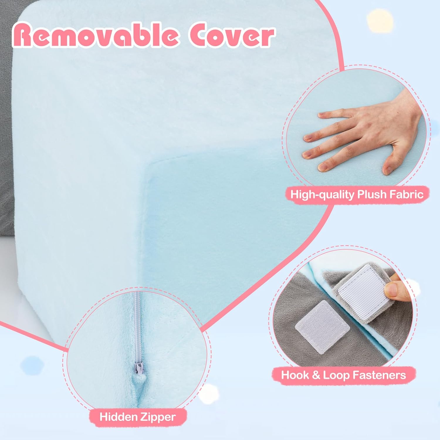 Costzon 4-in-1 Foam Climbing Blocks, Soft Indoor Climbers Play Structures w/Slide, Stair & Tunnel,Removable Plush Cover, Climb & Crawl Play Gym, Foldable Montessori Climbing Toy for Toddler 3+ Years