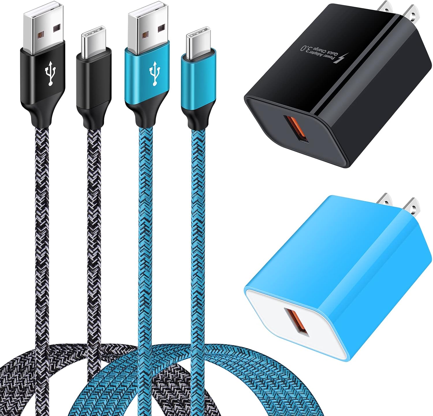 Android USB Type C Charger, 18W C Charger Block Brick Box Cube C Charging Cable Fast Charging for Samsung Galaxy A13/A03S/A53/A04S/Z Fold4/Z Flip4/A23/A33/A53/A73/S22 Ultra/S21FE/S20 Plus/S10/A51/A71