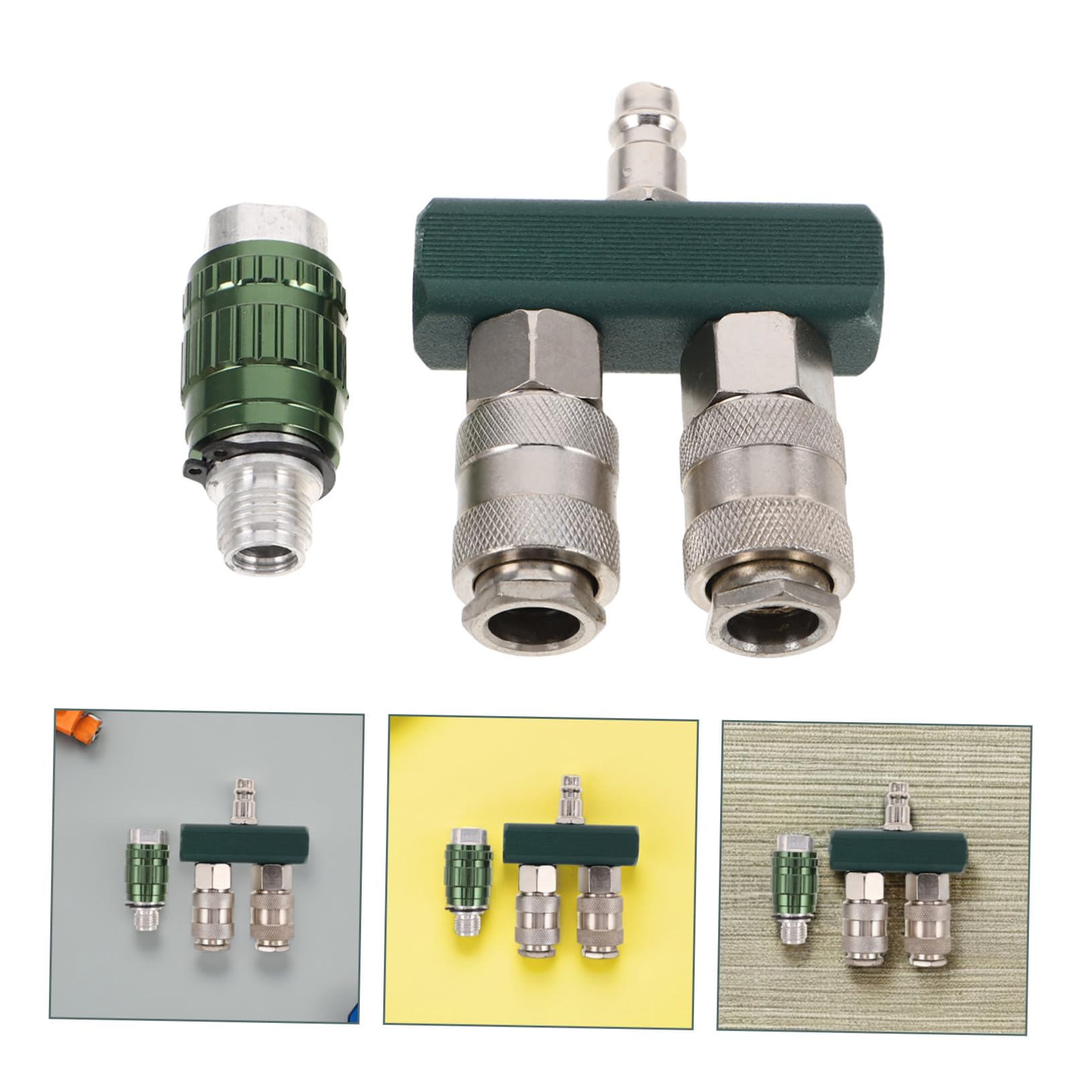 PRETYZOOM 4 Piezas Conector rápido ajuste de divisor neumático rápido Manguera de aire Splitter de rápida accesorios de aire de rápida hierro niquelado