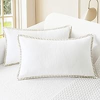 Vista 35 de CaliTime - Juego de 2 fundas de almohada decorativas de 16 x 16 pulgadas, con costuras en los bordes de hilo de algodón, chenilla suave teñida