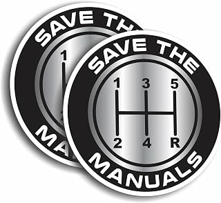 (2 Pcs) Save The Manuals Sticker – Manual Transmission Shift Pattern Design | Funny Car Enthusiast Decal for Bumper, Window, Laptop, Toolbox | Stick Shift Lover Gift | Waterproof Vinyl Set