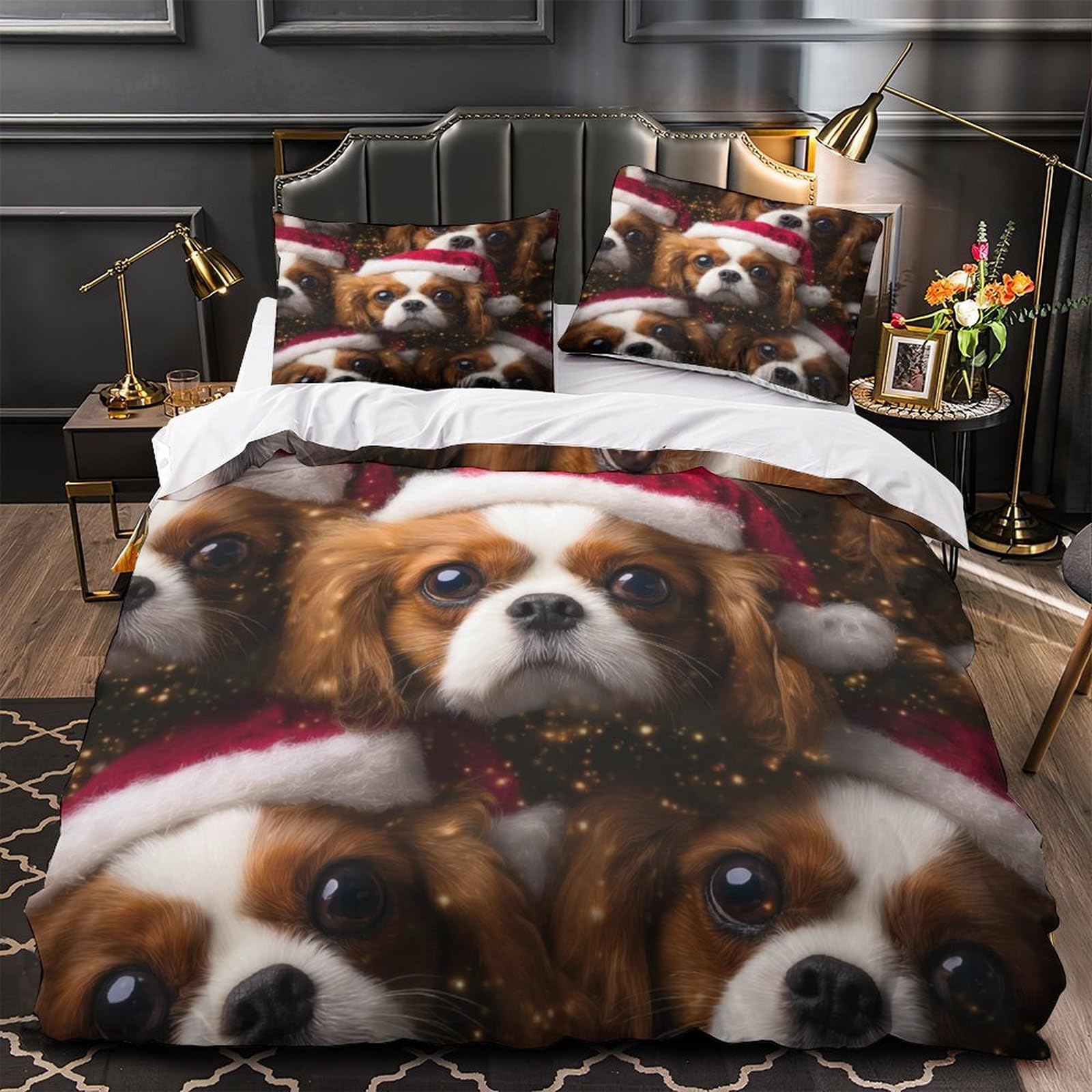 Chapeaux de Noël Housse de Couette 3D Super King 260x220cm
