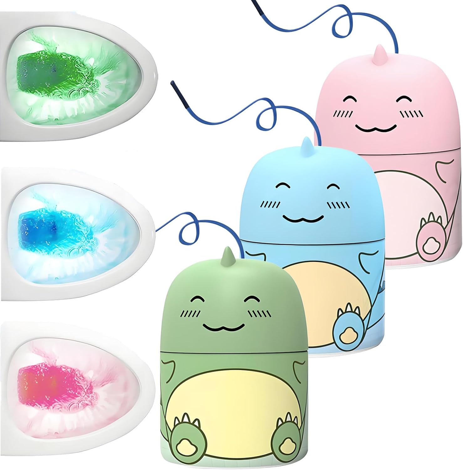 Toilet Cleaner & Toilet Deodorizer Wonder, 2025 New Toilets Bowl Cleaner Bottle, Cute Dinosaur-Shaped Bathroom Toilets Tank Cleaner with Ocean, Jasmine, And Peach Scent (3, Mix)