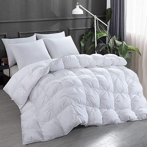 Miniatura 1 de Juego de edredón plisado de 3 piezas 100% algodón natural de 500 GSM, tamaño California KingKing (104 x 94 pulgadas) (5 piezas), color blanco,