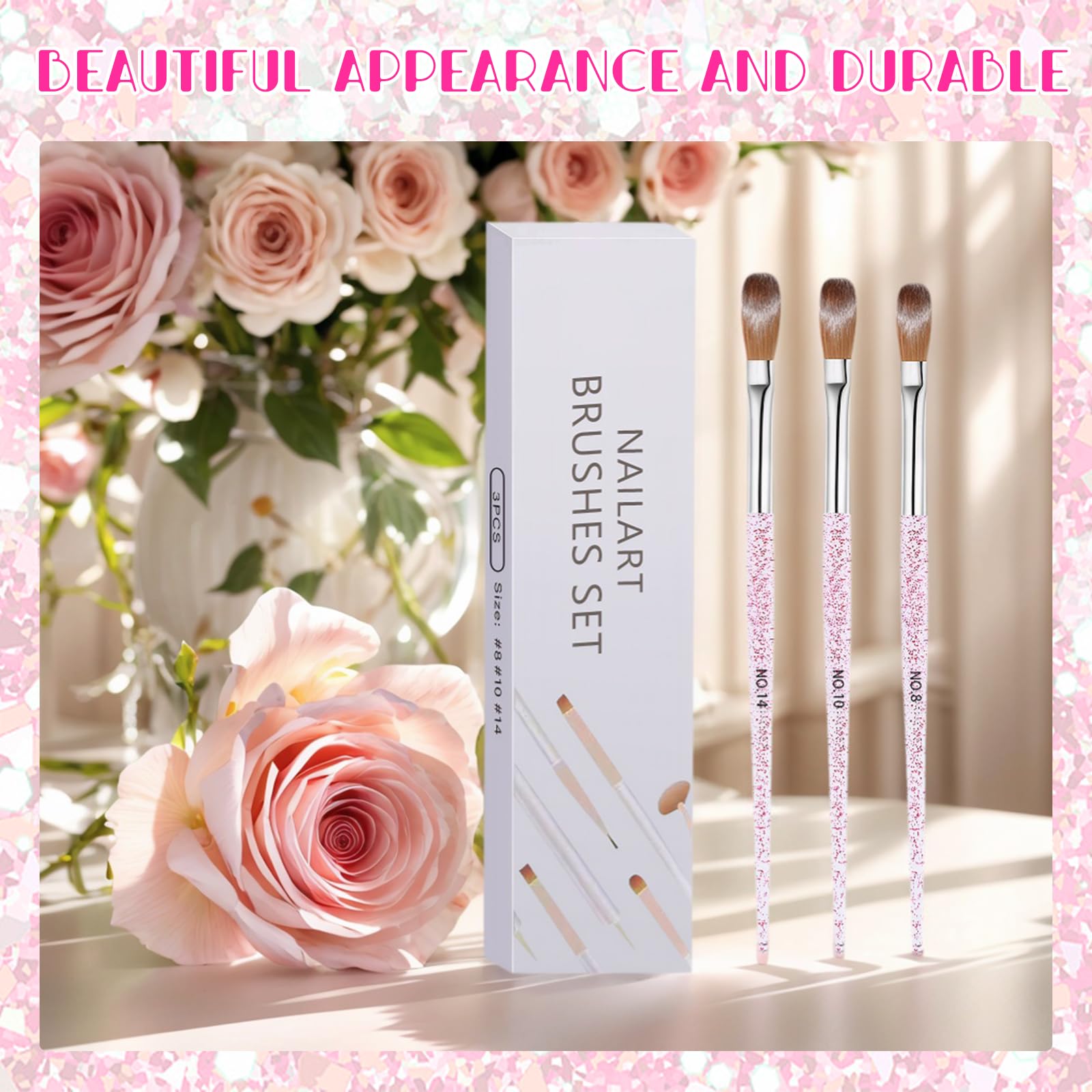 3pcs Nail Acrylic Brushes Tools, Professional Gel Carving Nails Set,for Acrylic Powder French Manicure Tip Art Extension - Image 4