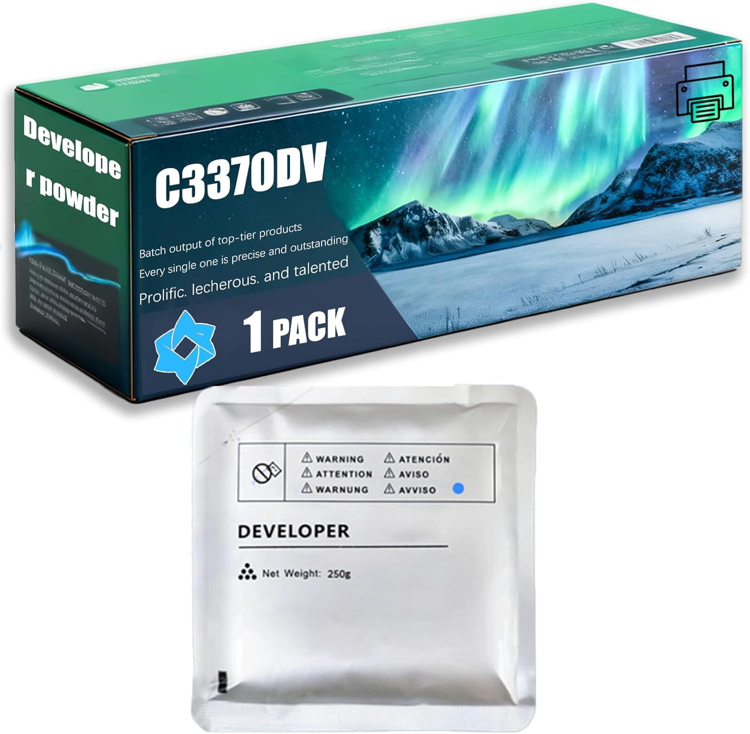 C3370DV Developer Powder Compatible for Xerox DocuCentre IV C2275 IV C3375 IV C4475 IV C5575 IV C5570 IV C4470 Printers, Replacement C3370DVK C3370DVC C3370DVM C3370DVY (1 Pack Cyan)