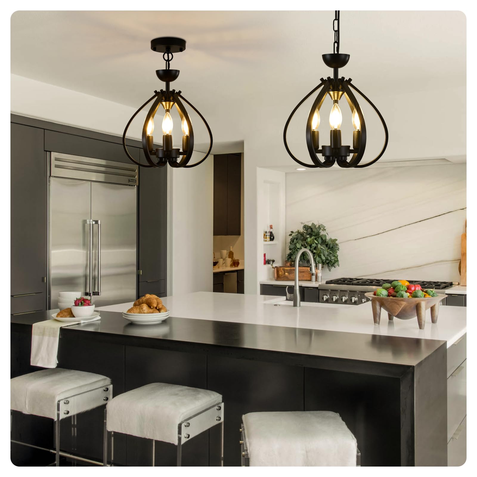 Black Chandelier for Dining Room, Entryway Light Fixture Small ...