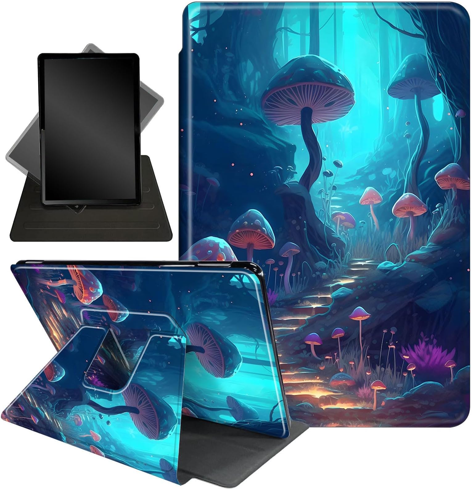 Case for 6" Kindle Paperwhite (10th Generation, 2018 Release),360 Degree Rotating Stand Smart Protective Cover Case for Kindle Paperwhite 4 10th Gen,Mushroom Shrooms Forest