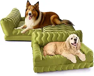 Orthopedic Memory Foam Dog Sofa Bed, Foldable Pet Couch Bed, Cooling Fabri & Removeable Cover, Green,30"x40"x16"