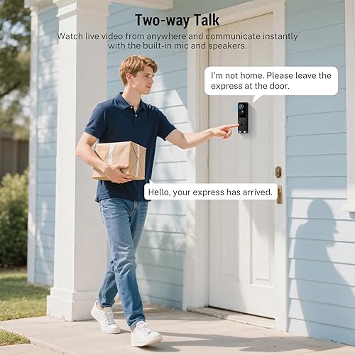 Miniatura 8 de Cámara de timbre inteligente inalámbrica 1080P, detección humana AI, visión nocturna a color, audio bidireccional, optimizada para redes Wi-Fi de