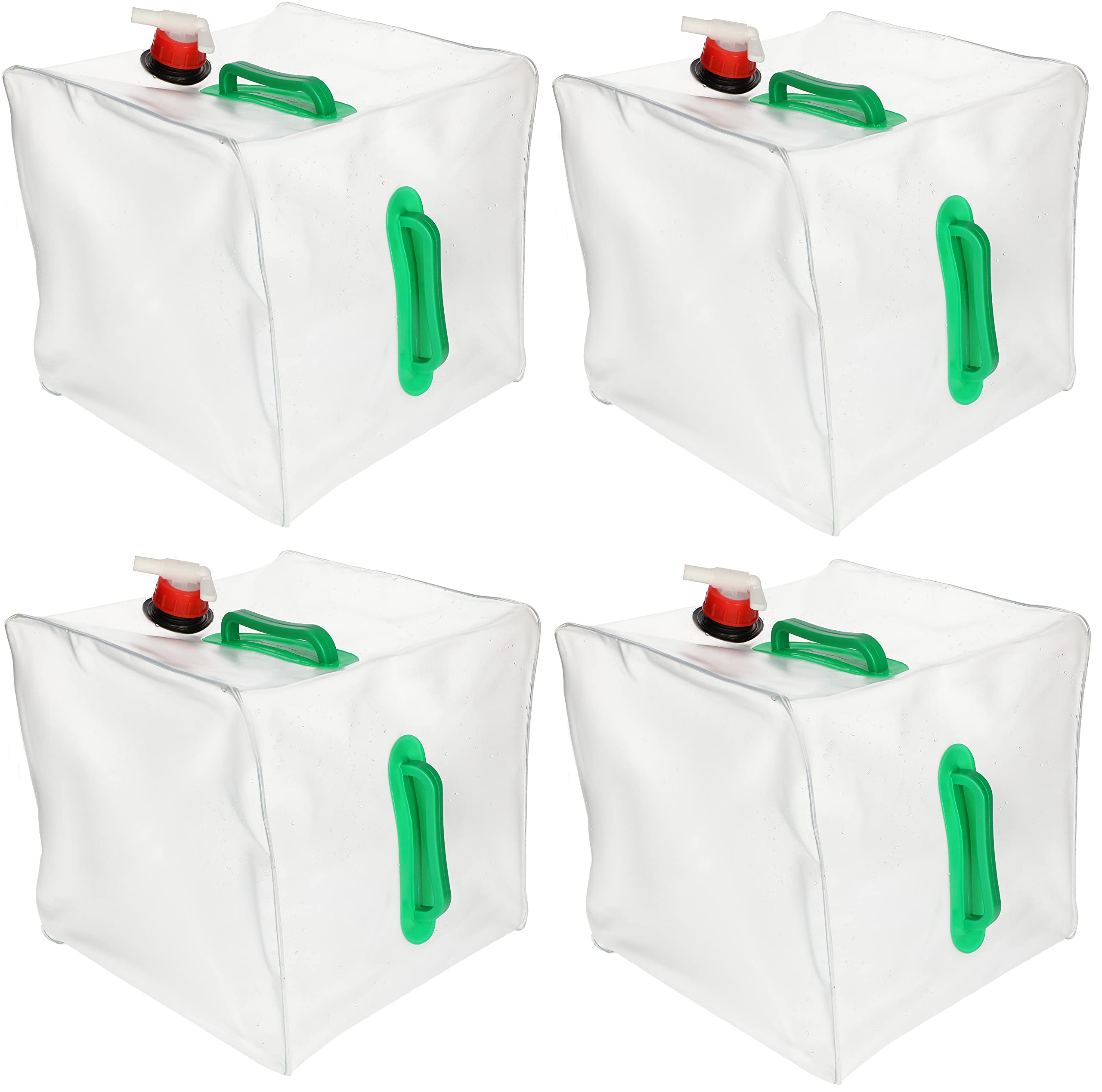 KOTARBAU® 4 x Bidones de Agua Plegable con Grifo 20 litros, Contenedor de Agua Plegable, Depósito portátil, 2 Asas de Transporte, Bidón garrafa con Grifo de vertido, Recipiente de Agua para Camping