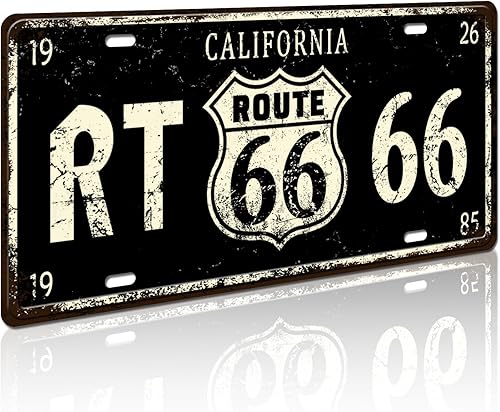 Placa de matrícula retro vintage, California RT Route 66 Estados Unidos, letrero de metal para decoración del hogar, bar, placa de pared de 12 x 6